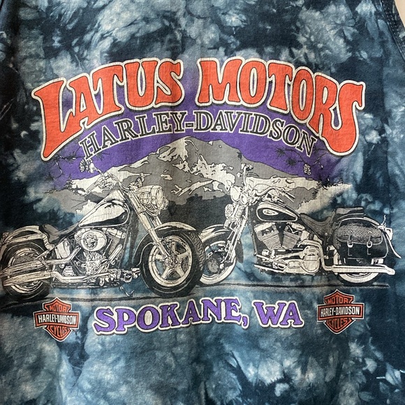 Y2K Harley Davidson Tie Dye Tank Top Shirt M Spokane Washington Vintage - Picture 4 of 6